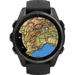 Andorra-Garmin Fenix 8 43mm Amoled Sapphire, Carbon Gray DLC Titanium with Black/Pebble Gray Silicone Band