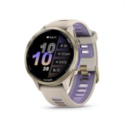 Andorra-Garmin Forerunner 970 Soft Gold Titanium with French Gray Case and French Gray/Translucent Indigo Band