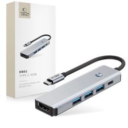 Andorra-Tech-Protect HB01 Hub Adapter 5 In 1 Space Grey