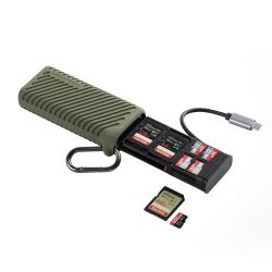 Andorra-Pgytech Creatmate SD/TF/Nano Sim High-Speed Card Reader Case P-GM-163 Moss Green