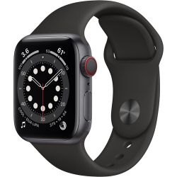 Andorra-Apple Watch Series 6 GPS+Cellular Space Gray Aluminum Case Black Sport Band 40mm