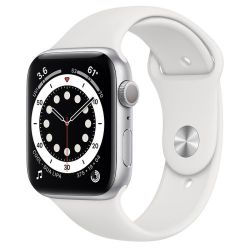 Andorra-Apple Watch Series 6 GPS Silver Aluminum Case White Sport Band 44mm