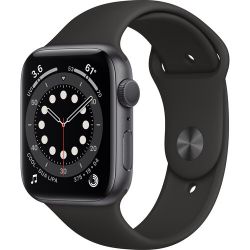 Andorra-Apple Watch Series 6 GPS Space Gray Aluminum Case Black Sport Band 44mm