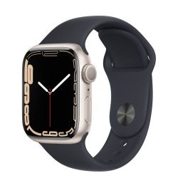 Andorra-Apple Watch Series 7 GPS+Cellular Starlight Aluminum Case with Midnight Sport Band 41mm