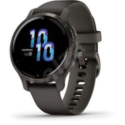 Andorra-Garmin Venu 2S Slate Stainless Steel Bezel with Graphite Case and Silicone Band 40mm