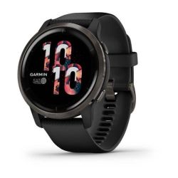 Andorra-Garmin Venu 2 Slate Stainless Steel Bezel with Black Case and Silicone Band 45mm
