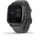 Andorra-Garmin Venu Sq Slate Aluminum Bezel with Shadow Gray Case and Silicone Band 40mm